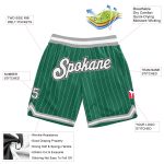 Custom Name and Number Authentic Basketball Shorts in Kelly Green White Pinstripe - Team Apparel for Fans Personalized Kelly
