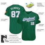 Custom Baseball Jersey with Name and Number - Kelly Green and White Pinstripe - Authentic Team Apparel Personalized Kelly