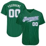 Custom Baseball Jersey with Name and Number - Kelly Green and White Pinstripe - Authentic Team Apparel Personalized Kelly