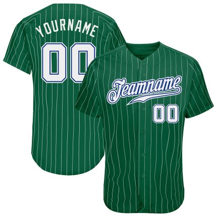 Custom Baseball Jersey with Name and Number - Kelly Green and White Pinstripe - Authentic Team Apparel Personalized Kelly