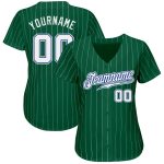 Custom Baseball Jersey with Name and Number - Kelly Green and White Pinstripe - Authentic Team Apparel Personalized Kelly