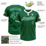 Custom Name and Number Unisex Softball Jersey Kelly Green White Pinstripe Two-Button Personalized Kelly Green White Pinstripe