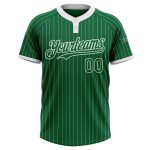 Custom Name and Number Unisex Softball Jersey Kelly Green White Pinstripe Two-Button Personalized Kelly Green White Pinstripe