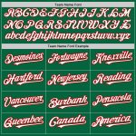 Personalized Authentic Baseball Jersey Team Custom Name & Number - Kelly Green with White-Red Arm Colors Personalized Kelly