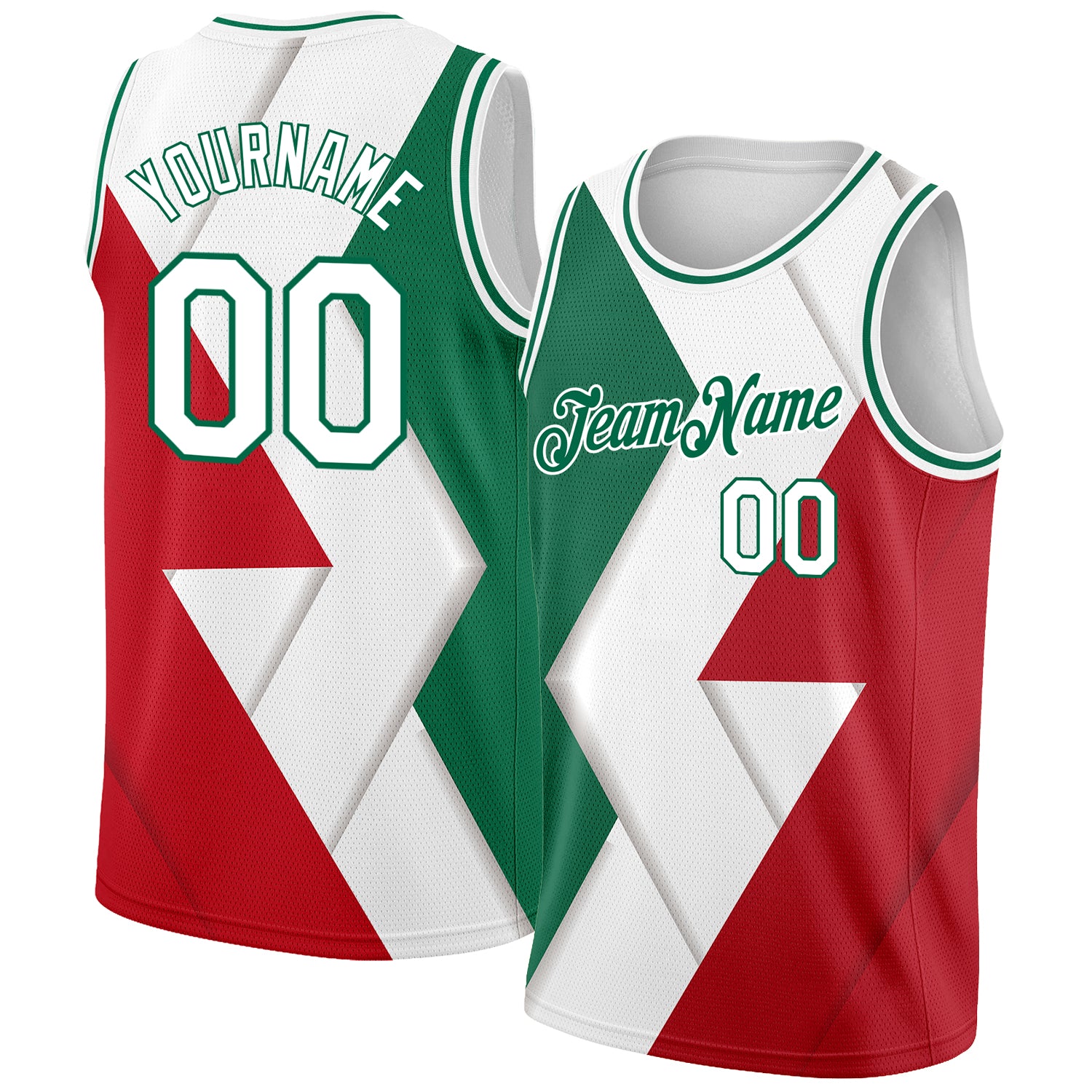 Personalized Mexico Basketball Jersey 3D Authentic Kelly Green Red Personalized Kelly Green White-Red 3D Mexico Authentic