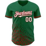Custom Leopard Print Baseball Jersey with Name & Number - Kelly Green White-Red 3D Pattern Authentic Fashion Team Gear Personalized