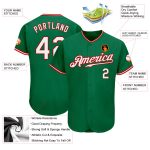 Personalized Authentic Baseball Jersey in Kelly Green with White and Red Trim Personalized Kelly Green White-Red Authentic