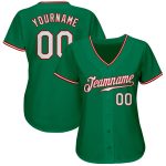 Personalized Authentic Baseball Jersey in Kelly Green with White and Red Trim Personalized Kelly Green White-Red Authentic