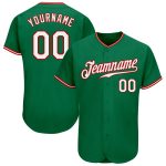 Personalized Authentic Baseball Jersey in Kelly Green with White and Red Trim Personalized Kelly Green White-Red Authentic