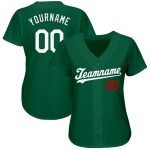 Custom Name and Number Kelly Green White-Red Authentic Baseball Jersey - Personalized Team Jersey Personalized Kelly Green