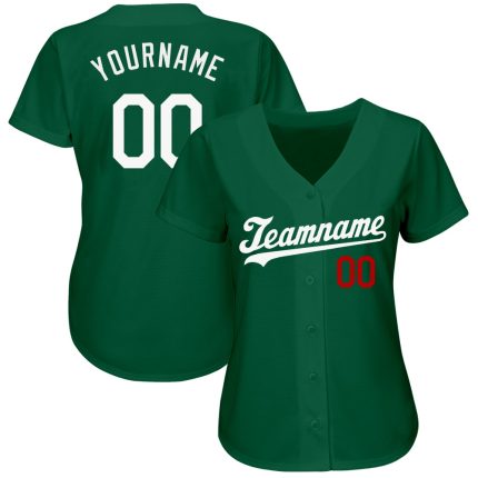 Custom Name and Number Kelly Green White-Red Authentic Baseball Jersey - Personalized Team Jersey Personalized Kelly Green