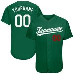 Custom Name and Number Kelly Green White-Red Authentic Baseball Jersey - Personalized Team Jersey Personalized Kelly Green