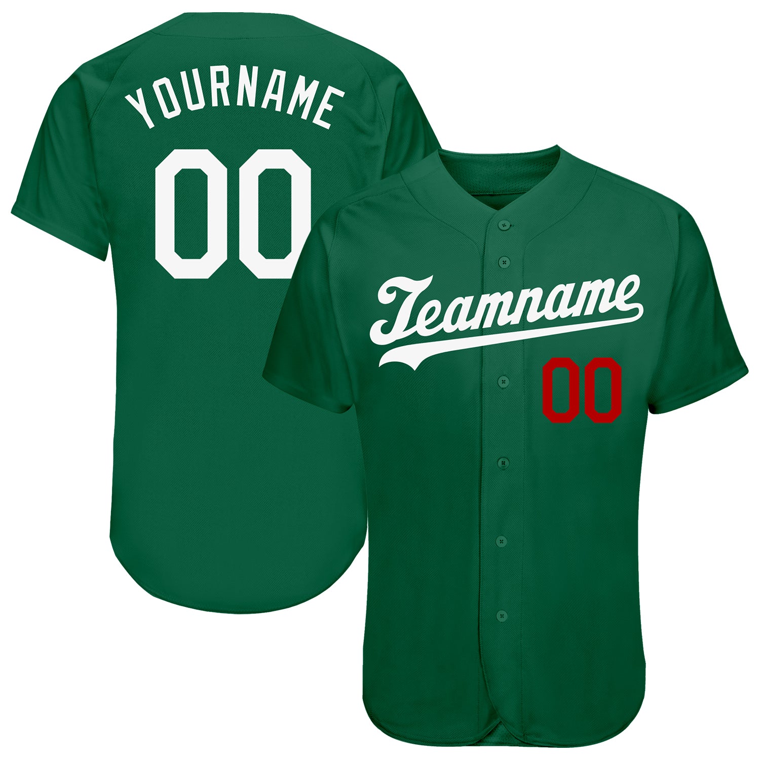 Custom Name and Number Kelly Green White-Red Authentic Baseball Jersey - Personalized Team Jersey Personalized Kelly Green