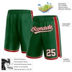 Custom Name Number Basketball Shorts Authentic Green White-Red for Team Personalized Kelly Green White-Red Authentic Basketball