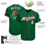 Custom Mexican Flag Baseball Jersey with Personalized Name and Number - Kelly Green White-Red Authentic Team Apparel Personalized
