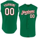 Custom Team Name and Number Sleeveless Baseball Jersey - Personalized Kelly Green and Red Authentic Design Personalized Kelly