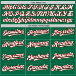 Custom Team Name and Number Sleeveless Baseball Jersey - Personalized Kelly Green and Red Authentic Design Personalized Kelly