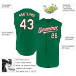 Custom Team Name and Number Sleeveless Baseball Jersey - Personalized Kelly Green and Red Authentic Design Personalized Kelly