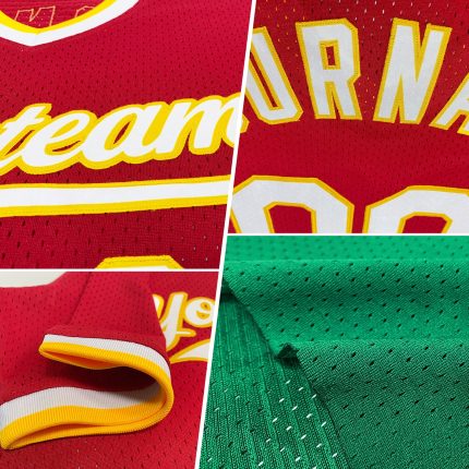 Custom Authentic Throwback Baseball Jersey with Personalized Name & Number in Kelly Green White-Red Personalized Kelly Green