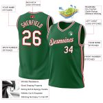 Personalized Authentic Throwback Basketball Jersey in Kelly Green with White-Red Accents Personalized Kelly Green White-Red