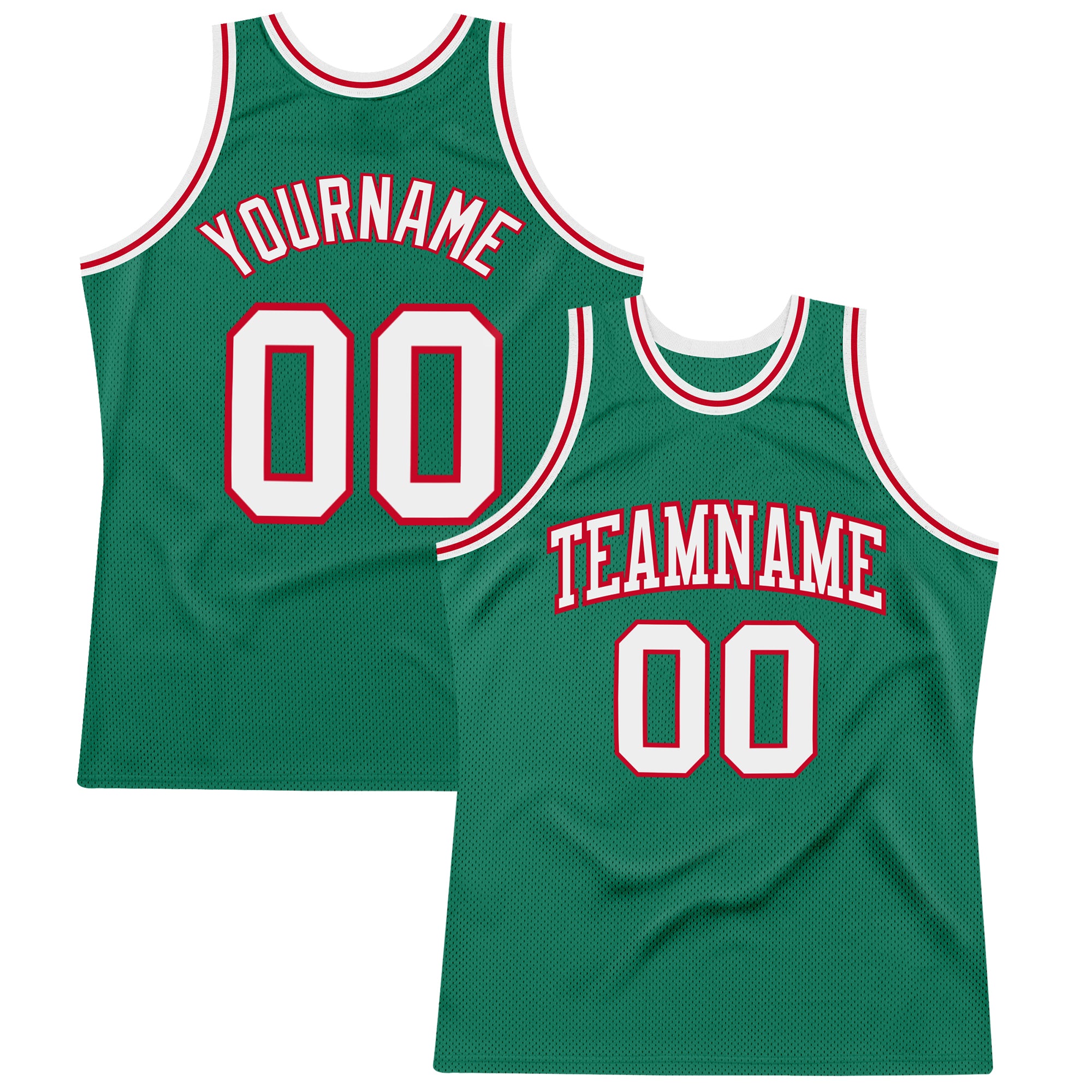 Custom Team Name Number Authentic Throwback Basketball Jersey Kelly Green White-Red Personalized Kelly Green White-Red Authentic