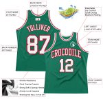 Custom Team Name Number Authentic Throwback Basketball Jersey Kelly Green White-Red Personalized Kelly Green White-Red Authentic