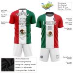 Custom Mexican Flag Soccer Jersey Personalized with Name and Number - Green, White, Red, and Black Sublimation Uniform Personalized