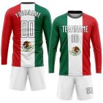 Custom Mexican Flag Soccer Jersey Personalized with Name and Number - Green, White, Red, and Black Sublimation Uniform Personalized