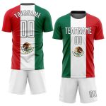 Custom Mexican Flag Soccer Jersey Personalized with Name and Number - Green, White, Red, and Black Sublimation Uniform Personalized