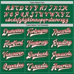 Personalized Varsity Letterman Jacket in Kelly Green with White-Red Trim - Full-Snap Bomber Style Personalized Kelly Green