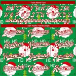 Custom Name & Number 3D Bomber Varsity Jacket in Kelly Green with White-Red Christmas Theme - Full-Snap Letterman Jacket
