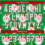 Custom Name & Number 3D Bomber Varsity Jacket in Kelly Green with White-Red Christmas Theme - Full-Snap Letterman Jacket