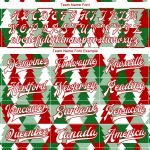 Custom Name Number Kelly Green Red White Christmas Tree 3D Bomber Varsity Letterman Jacket Personalized Kelly Green White-Red