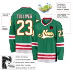 Custom Team Hockey Jersey with Personalized Name & Number - Kelly Green, White-Red Personalized Kelly Green White-Red Hockey
