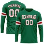 Custom Name Number Long Sleeve Performance T-Shirt Salute to Service Kelly Green White-Red Personalized Kelly Green White-Red