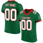Personalized Authentic Football Jersey - Kelly Green with White-Red Mesh Design Personalized Kelly Green White-Red Mesh Authentic