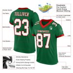 Personalized Authentic Football Jersey - Kelly Green with White-Red Mesh Design Personalized Kelly Green White-Red Mesh Authentic