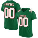 Custom Team Football Jersey - Personalized Kelly Green with White-Red Mesh, Custom Name & Number Personalized Kelly Green