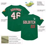 Personalized Green Red White Mesh Authentic Throwback Baseball Jersey Personalized Kelly Green White-Red Mesh Authentic Throwback