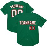 Personalized Green Red White Mesh Authentic Throwback Baseball Jersey Personalized Kelly Green White-Red Mesh Authentic Throwback