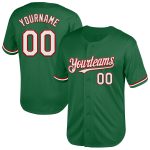 Custom Name and Number Authentic Throwback Baseball Jersey - Personalized Kelly Green White-Red Mesh Personalized Kelly Green