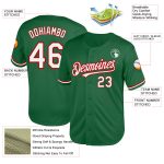 Custom Name and Number Authentic Throwback Baseball Jersey - Personalized Kelly Green White-Red Mesh Personalized Kelly Green