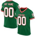 Customizable Kelly Green Red White Throwback Football Jersey - Personalized Team Name and Number Personalized Kelly Green