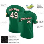 Custom Team Performance T-Shirt with Name and Number - Kelly Green White-Red Design Personalized Kelly Green White-Red Performance