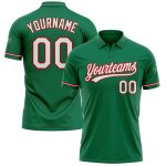 Custom Name Number Kelly Green Red White Performance Golf Polo Shirt - Personalized Team Apparel Personalized Kelly Green