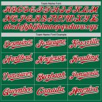 Custom Name Number Personalized Green Red Pinstripe Fashion Baseball Jersey - Authentic Split Style Personalized Kelly Green