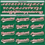 Custom Team Softball Jersey Unisex Two-Button Kelly Green White-Red with Personalized Name & Number Personalized Kelly Green
