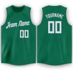 Personalized Round Neck Basketball Jersey in Kelly Green and White Personalized Kelly Green White Round Neck Basketball Jersey