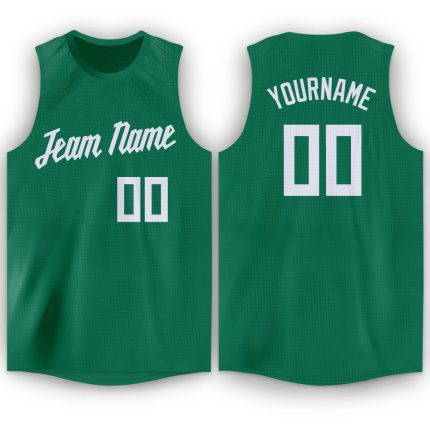 Personalized Round Neck Basketball Jersey in Kelly Green and White Personalized Kelly Green White Round Neck Basketball Jersey