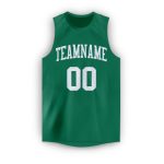 Custom Name and Number Basketball Jersey - Personalized Kelly Green and White Round Neck Design Personalized Kelly Green